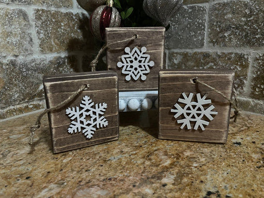 Christmas Decor. Rustic handmade decorative wood blocks. 3pc set. FREE shipping!!