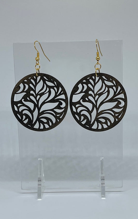 Earrings. Wood. The “Beth”. Handmade laser cut wood earrings. Lightweight. Sterling silver.